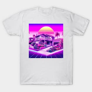 Vaporwave Suburban Cityscape T-Shirt